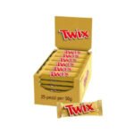 Twix Chocolate Bar 50g Pack of 24 in retail packaging.